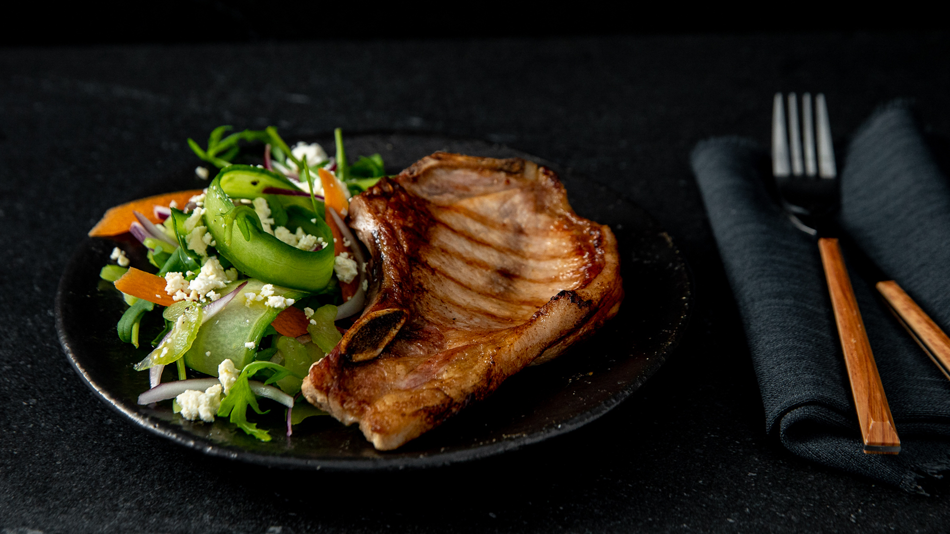 CrossFit Grilled Pork Chop With Red Onion & Celery Salad