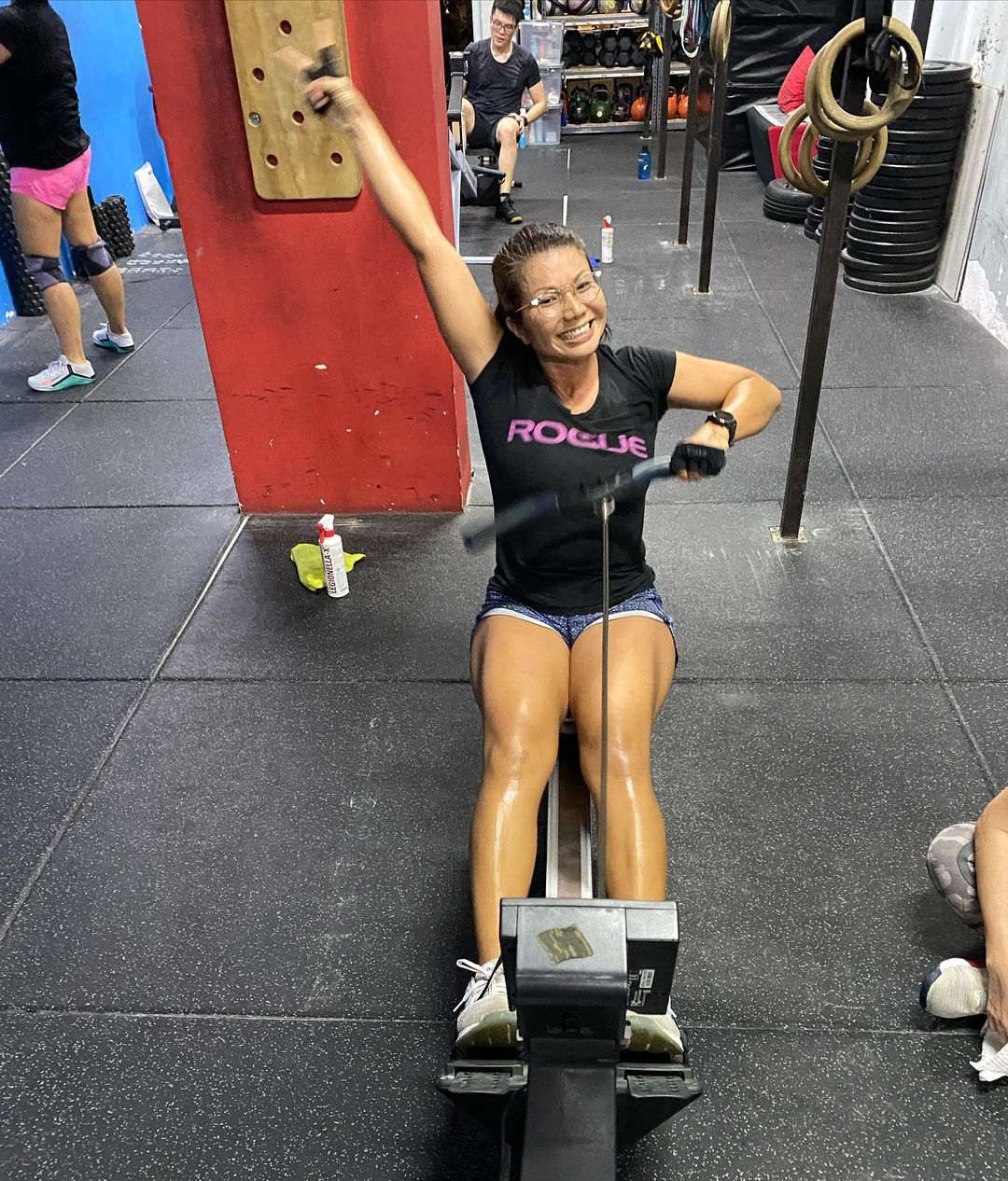 Athlete performs 21K row at CrossFit Enduro