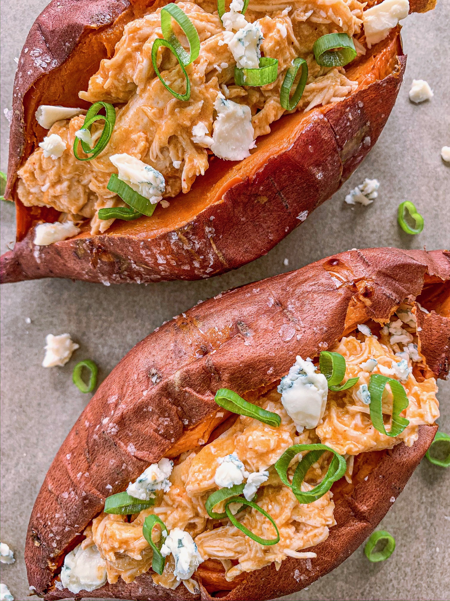 CrossFit Buffalo Chicken Stuffed Sweet Potatoes