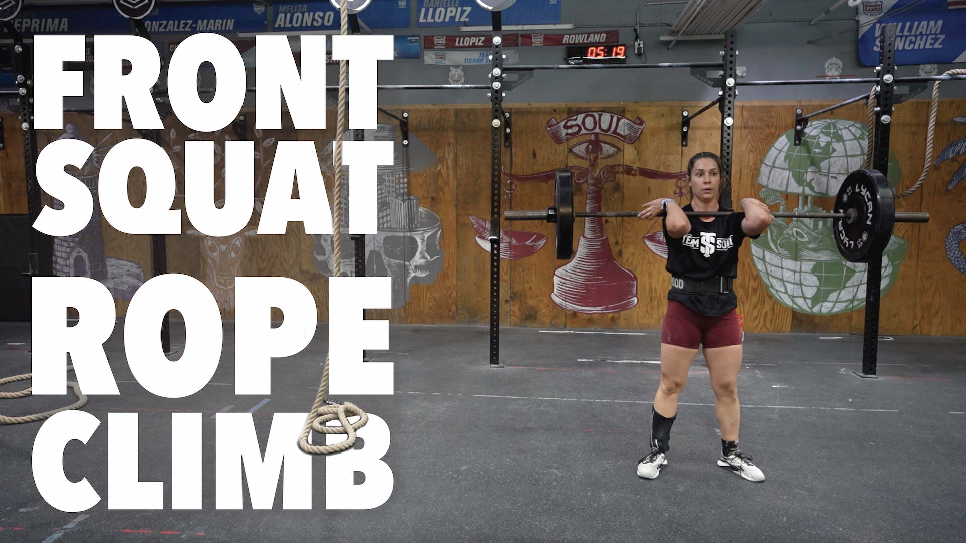 CrossFit WOD Demo Front Squat, Rope Climb