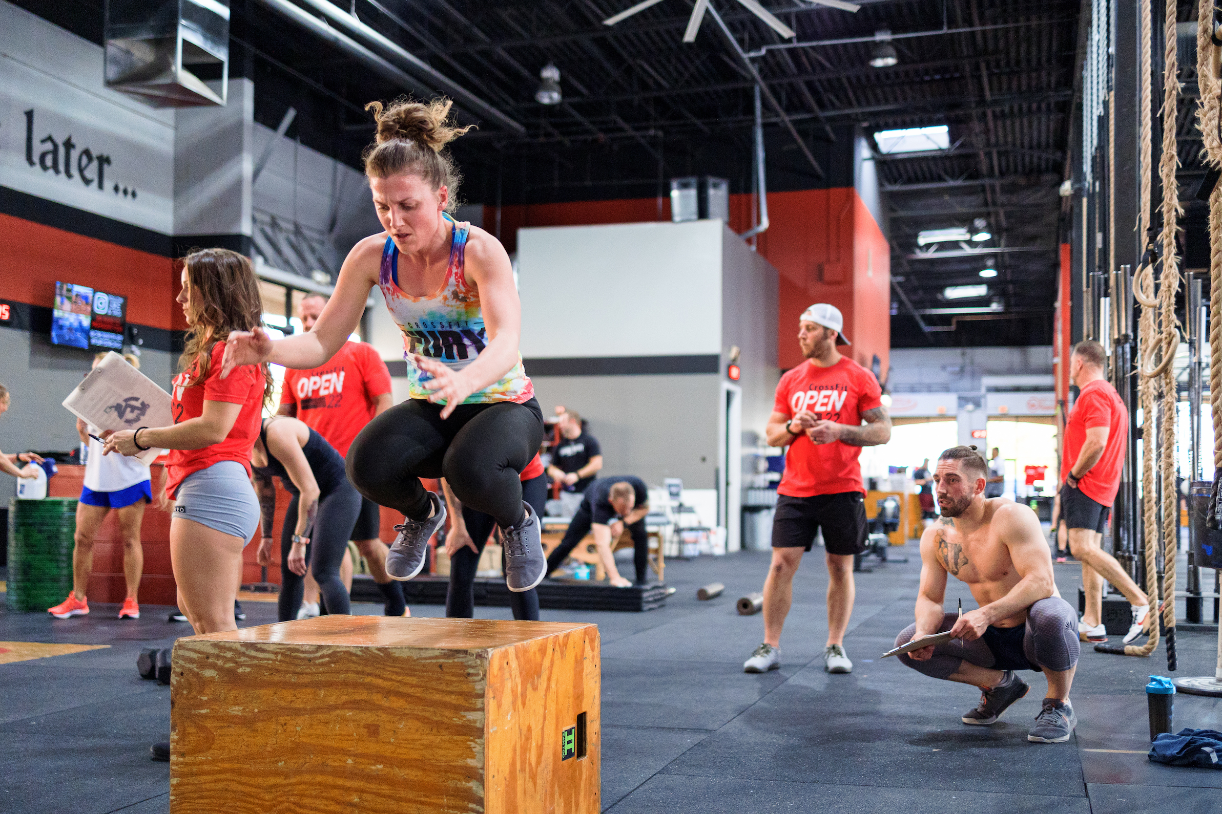 A woman mid-box jumo