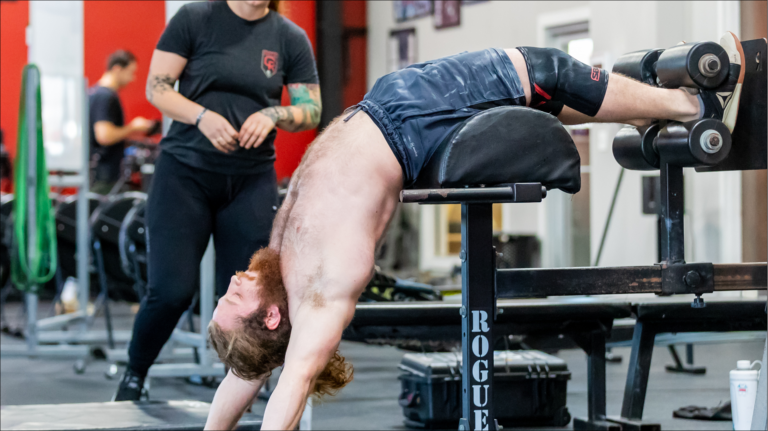 male doing ab mat