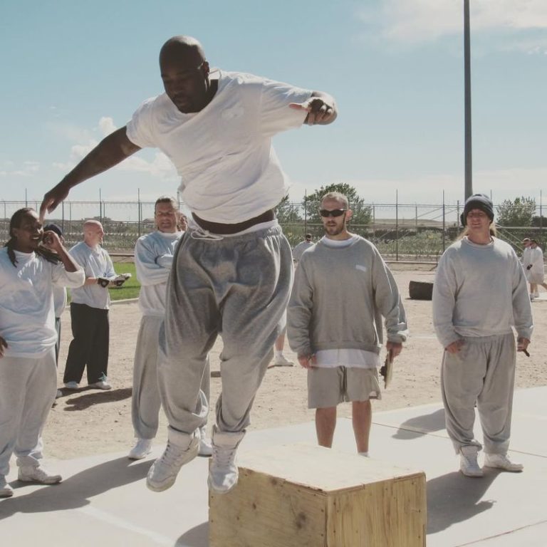 Inmate doing a box jump